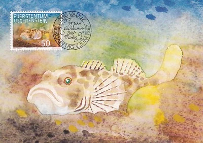 LIECHTENSTEIN 1987 THREE FIRST DAY COVERS, FISH ON MAXI CARDS - Image 1 of 4