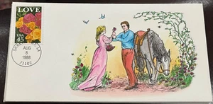#2379, LOVE 45 cents Yellow & Red Roses, Collins Hand-painted FDC Perfect!!! - Picture 1 of 1