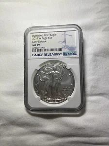 2019 W Burnished Silver Eagle $1 NGC MS69 Early Releases West Point Blue Label - Picture 1 of 3