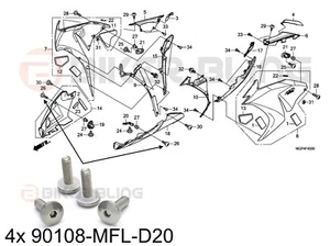 4x Honda CBR1000RR 2012-2016 Edelstahl Verkleidung Schrauben vorne 90108-MFL-D20  - Bild 1 von 3