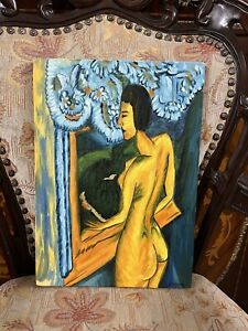 E.L. Kirchner - Amazing Oil Canvas Painting - Expressionism Style - Signed