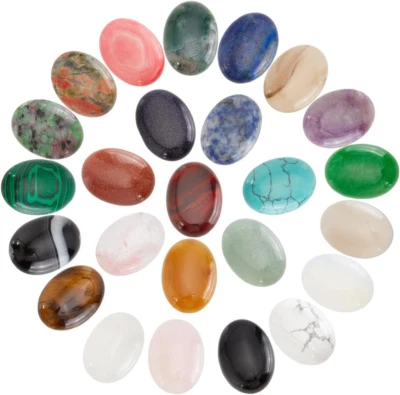 25Pcs 25X18Mm Gemstones Cabochons Flatback, Oval Stone Gem Semi-Precious Gemston - Image 1 of 4