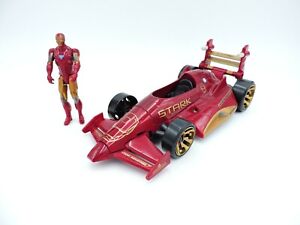 Mark VI Red Vortex IRON MAN 2 Indy-type race car with figure Hasbro 10-inch six