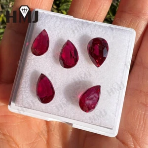 Ruby Pear Cut Loose Gemstone Blood Red Lab-Created Genuine Corundum Lab Grown - Picture 1 of 10