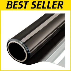 Black Silver One Way Mirror Window Film, 6 Mil Non-Adhesive Heat Control - Picture 1 of 9