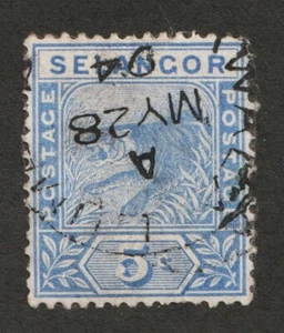 1891-94 Malay Selangor Sc #27 - 5¢, Tiger - Used stamp SOTN '94 Cv$5.25 - Picture 1 of 1