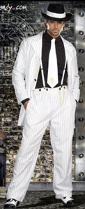 Dreamgirl Men's Zoot Suit Riot Adult Costume White Pinstripe L or XXL NEW - Picture 1 of 4