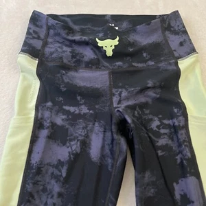 Under Armour Womens Pants Medium Blue Project Rock Athletic Running Gym Leggings - Picture 1 of 7