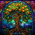 5D DIY Full Round Drill Diamond Painting Tree of Stained Glass Decor30x30cm