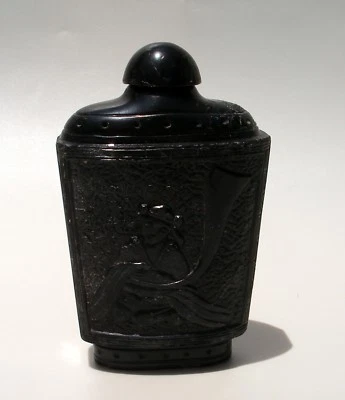 Antigua piedra negra de jade (?) Botella de tabaco china Foto 1 de 4