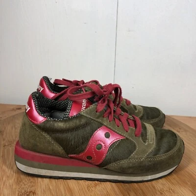 Saucony Zapatos Mujer 7 Jazz Triple Cuña Tenis Pelo de becerro Verde Marrón Informal Foto 1 de 4
