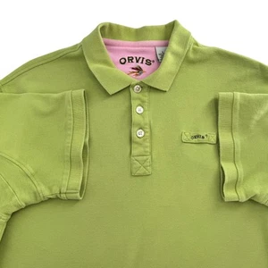 Orvis Fly Mens Green Pink Fishing Outdoor Short Sleeve Polo Shirt Size L - Picture 1 of 11
