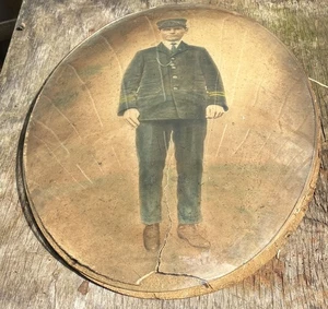 ANTIQUE picture and CONVEX BUBBLE GLASS, NO FRAME 19 1/2" - Picture 1 of 16