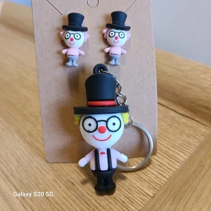 Handmade Clown Keychain & Earrings Set - Kids Jewelry, Fun Accessories - Picture 1 of 6