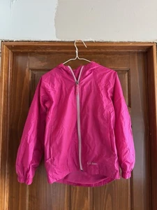 LL BEAN Hot Pink Girls Rain Jacket 10 Full Zip Coat Trail Waterproof Outdoor L - Picture 1 of 12