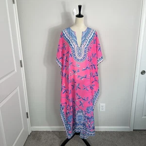 Lilly Pulitzer Cuca Maxi Kaftan Cover Up Pink Isle Slathouse Jungle Gr. L/XL - Bild 1 von 11
