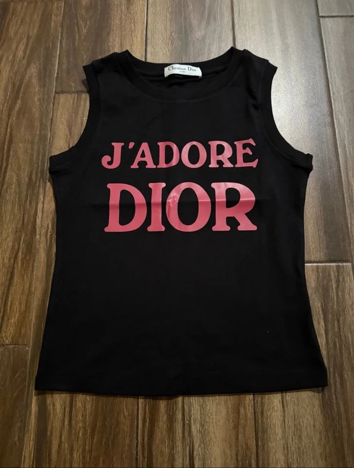 Camiseta sin mangas Dior Jadore negra roja, talla pequeña Foto 1 de 4