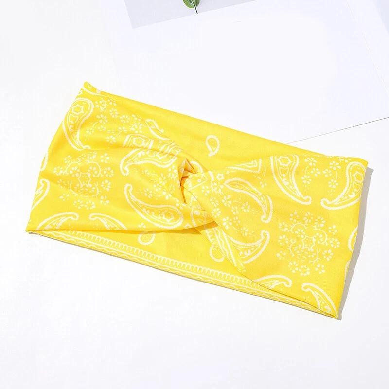 Diadema elástica ancha para mujeres Turbante Bufanda Envolturas para la cabeza Boho Deportes Yoga Banda para el cabello Foto 1 de 4