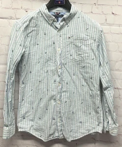 Tommy Hilfiger Boy's Long Sleeve Button Front Shirt XL Seersucker Nautical - Picture 1 of 7