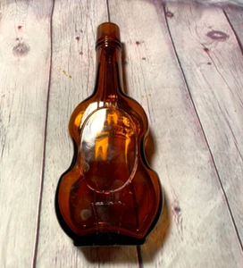 Bardstown Amber Glass Figural 11" Whiskey Bottle Violin Vintage Owens Illinois - Picture 1 of 14