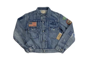 Polo Ralph Lauren Sportsman Trucker Patch Denim Jean Jacket New W/Tags Men’s 3XB - Picture 1 of 9