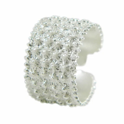 Fede sarda fascia aperta 4 file pallini argento MISURA REGOLABILE - Immagine 1 di 4