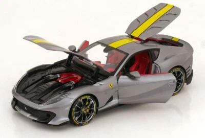 Ferrari 812 Competizione 2021 plata escala 1/18 diecast modelo coche Burago Foto 1 de 4