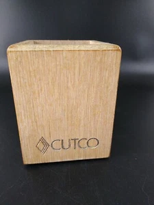 Cutco Kitchen Utensil Holder Oak Wood  Measures  4" 4"x 5" 3" x 3"  - Picture 1 of 6