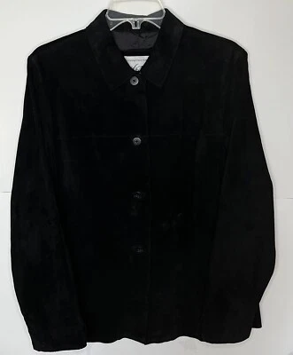 Lord & Taylor Exclusive Woman’s Long sleeve Suede Blouse Black SZ L Winter Boho - Image 1 of 4