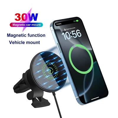 30W Auto Wireless Charger Handyhalterung Ladegerät Für iPhone 16 Pro 15 13 mini - Bild 1 von 4