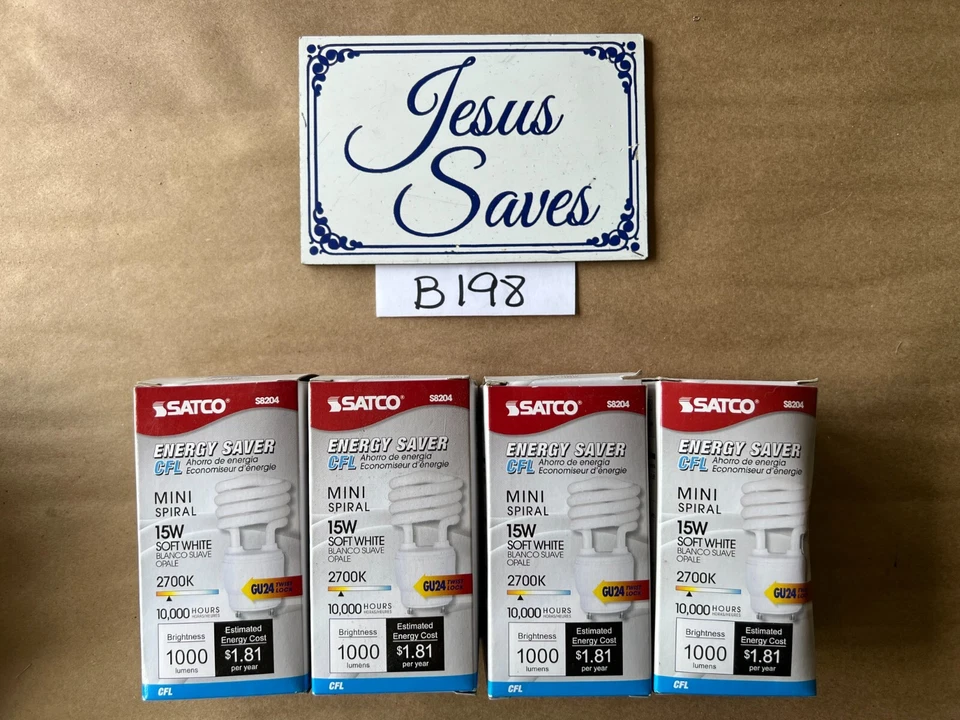 4- S8204 15w Gu24 Base Mini Spiral Compact Fluorescent Bulbs  1000 Lumens   B198 - Image 1 of 1