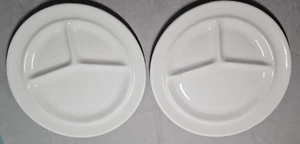 2 Vintage White China 10” Divided Plates Restaurant Ware MARKED USA - Picture 1 of 9