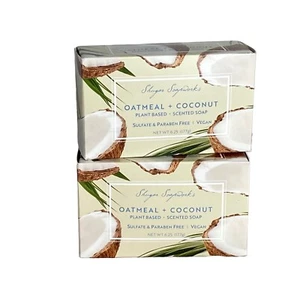 2 Pack Natural Coconut & Oatmeal Bar Soap Vegan Shugar Soapworks 7 Oz Made USA - Picture 1 of 3