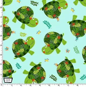 Wild Party: Aqua Turtle Love - Michael Miller vendido por yarda - Imagen 1 de 1