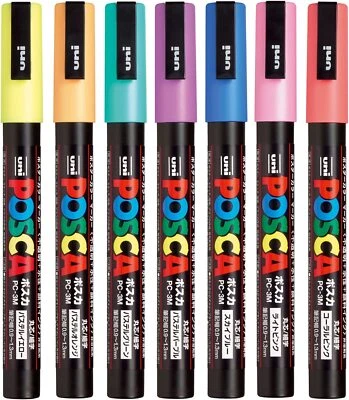 Mitsubishi Pencil Aqueous Pen Posca Fine Core 7 Color PC3M7C - Image 1 of 4