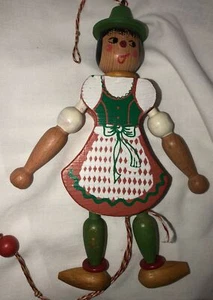 M. Schnitzel Seit 1854 Vintage Wood Pull String Toy Austrian Christmas Ornament - Picture 1 of 9