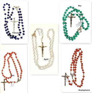 Geburtsstein Rosenkranz inkl. durchsichtigem Kunststoffetui Feb-Apr-Mai-Okt-Nov Neu mit Etikett Wählen Sie eine - Bild 1 von 7