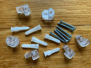 6 x Clear Premium Mirror Wall Mounting Clip Bracket 3/16 " screws and anchors - Picture 1 of 2