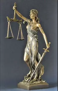 Justitia dea romana figura scultura 31 cm con rivestimento bronzo freddo 20593 - Foto 1 di 5