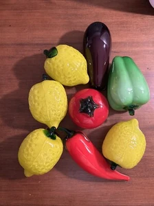 1980s Marano, Glass Fruits And Vegetables X8 - Picture 1 of 3