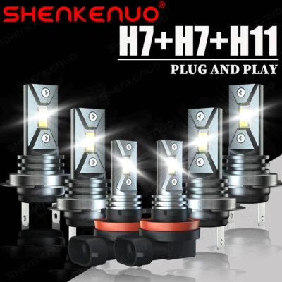 For Mini Cooper 2003 2004 2005 2006 2007 LED Headlight Fog Light Bulbs KIT 6000K - Изображение 1 из 4