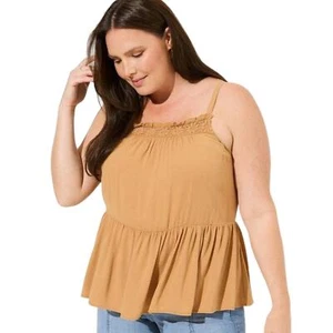 Nueva Blusa Torrid Mujer Talla 5 5X Plus Gasa Arrugada Tanque Crochet Galleta Nueva con Etiquetas - Imagen 1 de 9