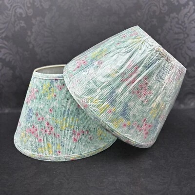 "UNA Lámpara Cónica Floral Tela Flores de Verano Verde 14"" Pantalla Luz Pantalla" Foto 1 de 4