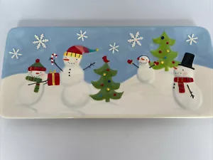 St. Nicholas Square NEW Christmas Platter "Oh, What Fun!" Snowmen 14.5" - Picture 1 of 2