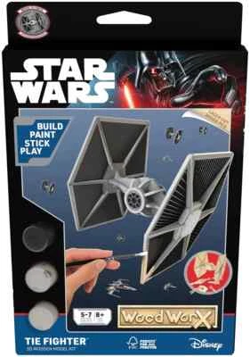 Wood WorX Star Wars TIE Fighter 3D Wooden Model Kit + Paints (8+) - Image 1 of 4