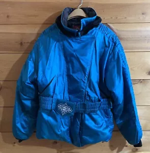 Vintage Polaris Snowmobile Womens Jacket Teal Embroidered Very Neat Piece! SZ L - Picture 1 of 5