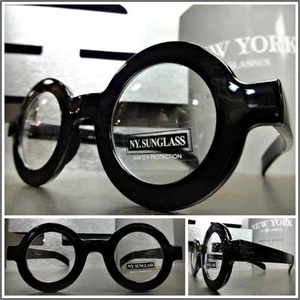 Men's VINTAGE RETRO Style Clear Lens EYE GLASSES Small Round Black Fashion Frame - Picture 1 of 8