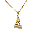 Pendant Speidel Cultured Pearl Two 6 Mm Dangle 18" Curb Chain 10K Gold Filled