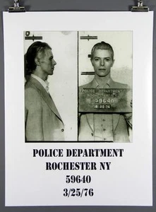 Póster raro de David Bowie, Departamento de Policía de Rochester NY, 20 X 28" - Imagen 1 de 1