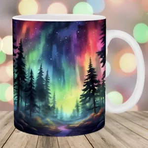 Northern Lights - Taza de café de cerámica estética fresca - Taza de 11 oz o 15 oz - Imagen 1 de 4